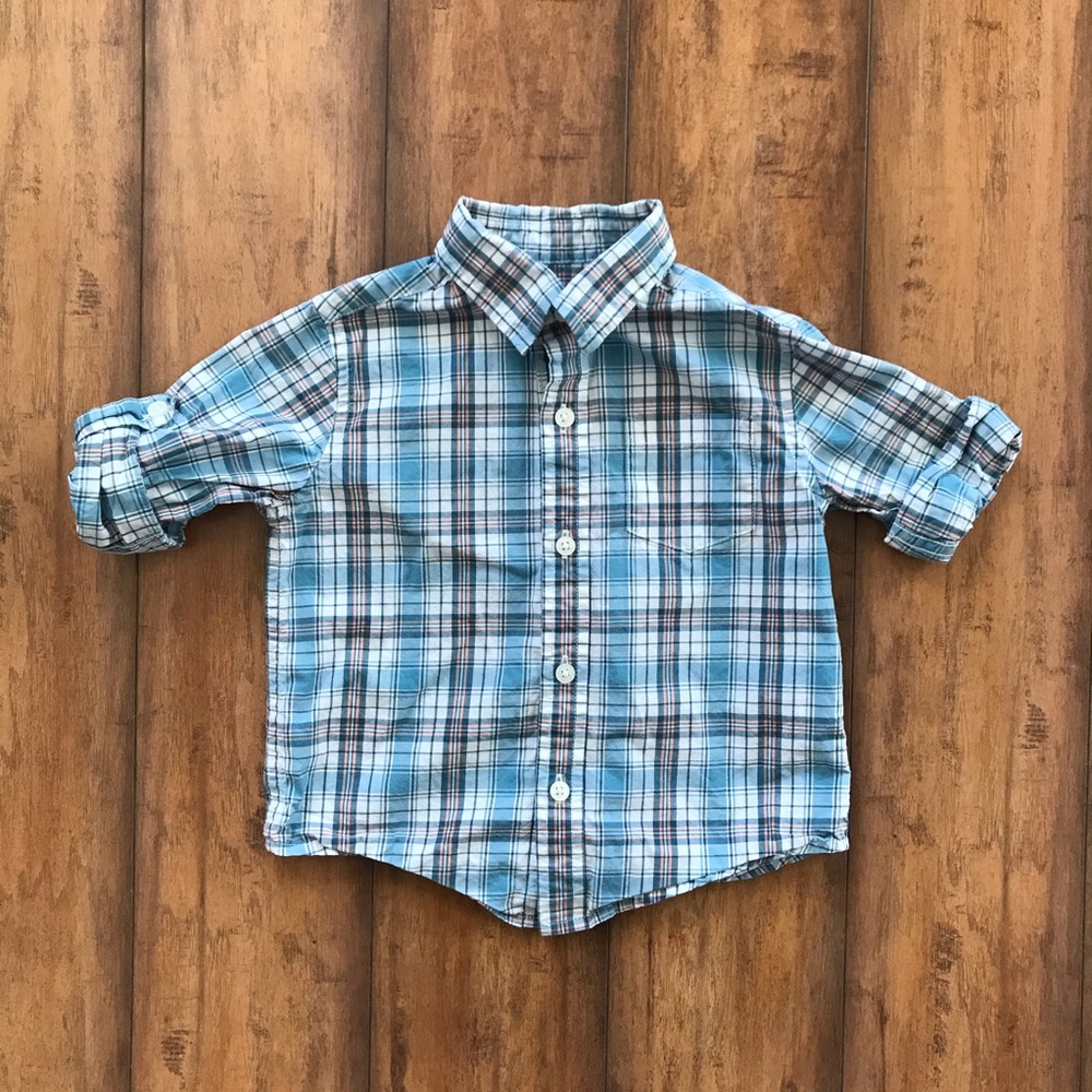 Janie and Jack Blue Plaid Burton Down Shirt
